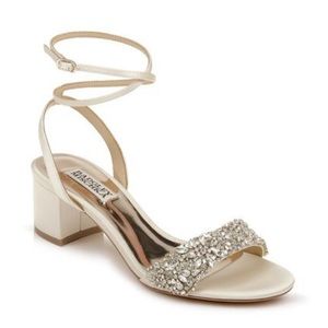 Ivory Jada Block Heel Ankle Wrap Sandals 9.5 SKU MP5316-IVR-9.5